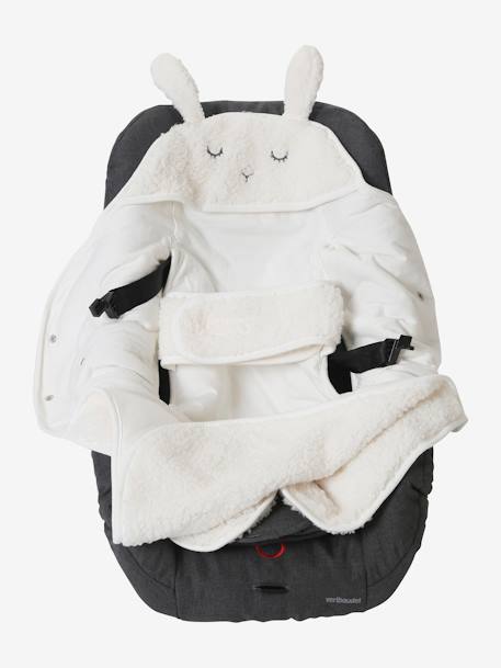 Throw Footmuff for Baby, in Plush Fabric, Lining in Jersey Knit Dark Beige+White - vertbaudet enfant 