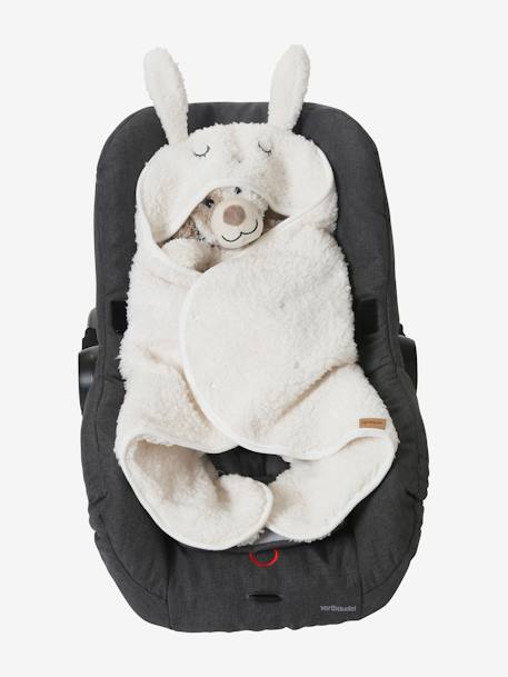 Throw Footmuff for Baby, in Plush Fabric, Lining in Jersey Knit Dark Beige+White - vertbaudet enfant 