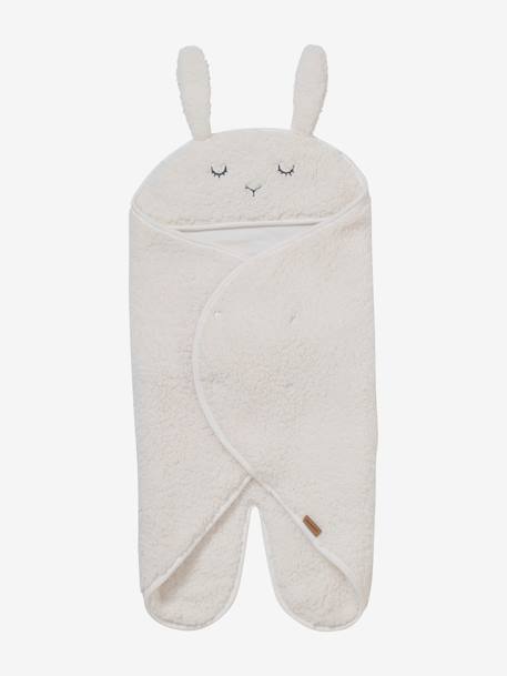 Throw Footmuff for Baby, in Plush Fabric, Lining in Jersey Knit Dark Beige+White - vertbaudet enfant 