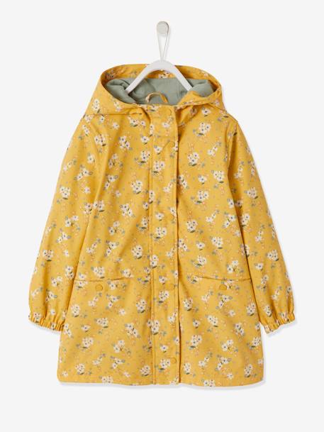 Floral Raincoat with Hood, for Girls Mustard/Print+PINK LIGHT ALL OVER PRINTED+PURPLE LIGHT SOLID WITH DESIGN - vertbaudet enfant 
