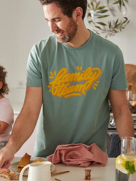 Family Team T-Shirt, Vertbaudet & Studio Jonesie Capsule Collection in Organic Cotton Light Green - vertbaudet enfant 