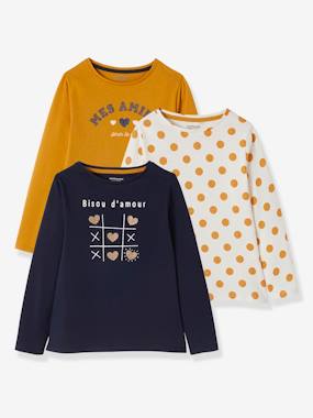 Vertbaudet Basics-Fille-Lot de 3 t-shirts Basics fille manches longues