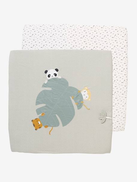 Set of 2 Covers for Playpen Base Mat BLUE LIGHT ALL OVER PRINTED+Light Green - vertbaudet enfant 