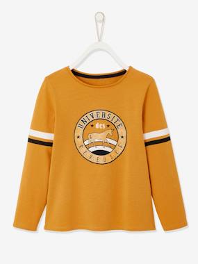 College-Style Top with Iridescent Details, in Organic Cotton, for Girls  - vertbaudet enfant