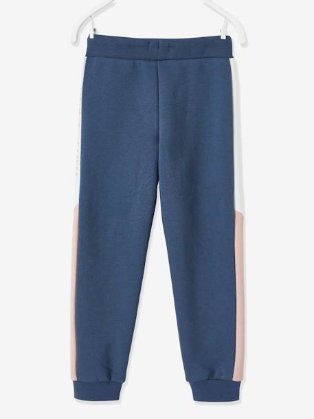 Pantalon jogging fille avec bandes côtés bleu foncé+gris+gris chiné - vertbaudet enfant 