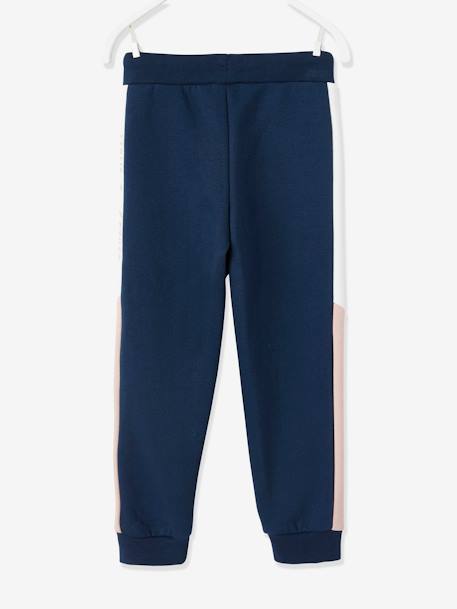 Pantalon jogging fille avec bandes côtés bleu foncé+gris - vertbaudet enfant 