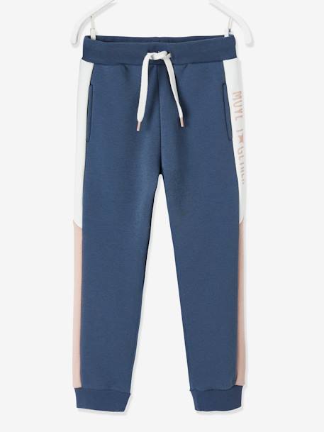 Pantalon jogging fille avec bandes côtés bleu foncé+bordeau+gris - vertbaudet enfant 