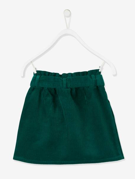 'Paperbag' Style Skirt in Corduroy for Girls Dark Green+peach+PINK LIGHT SOLID - vertbaudet enfant 