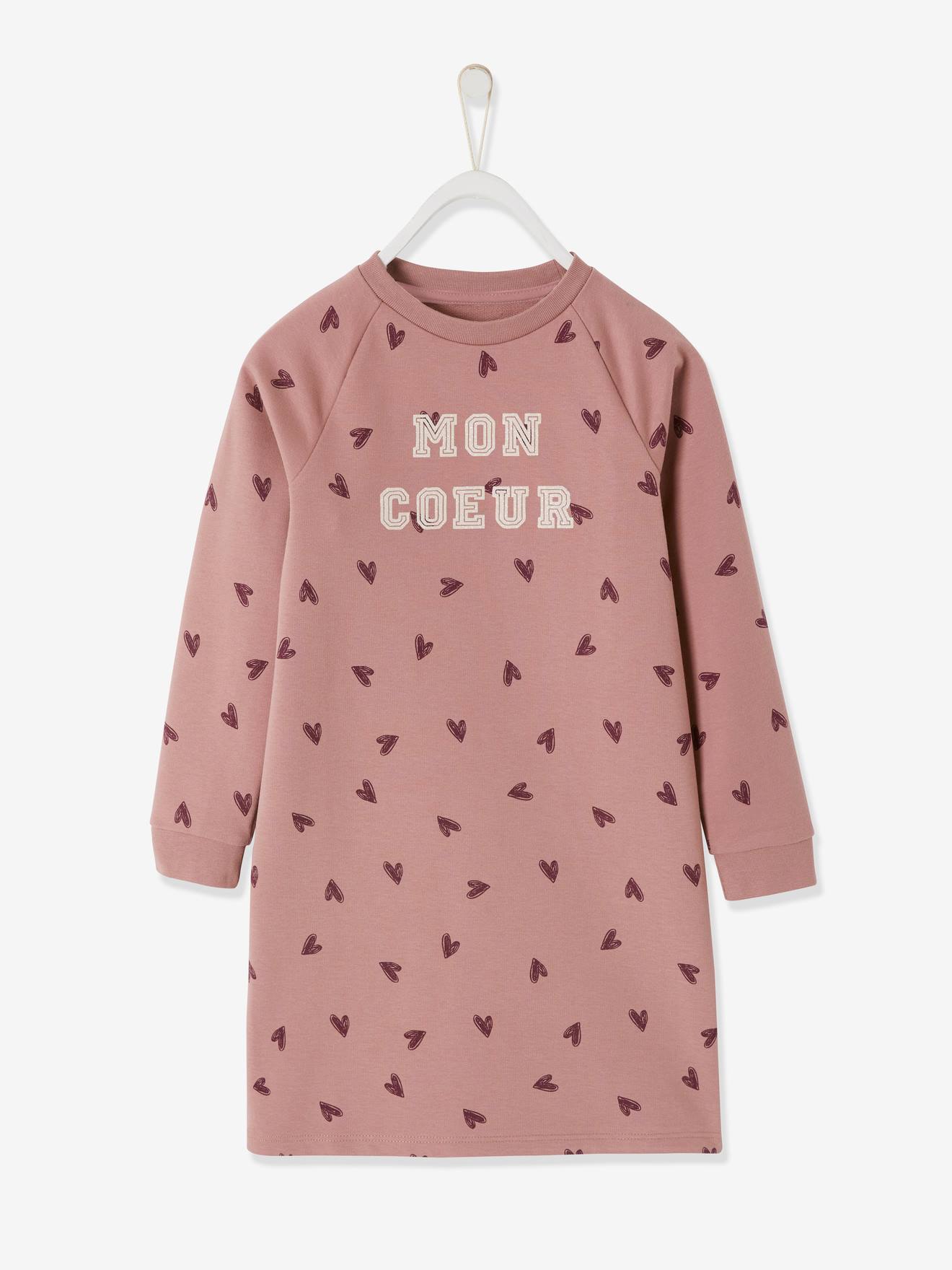 Vertbaudet College-Style Jumper Dress for Girls Light pink/print