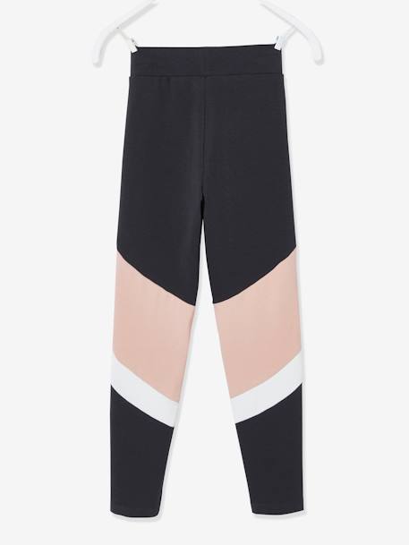 Colourblock Sports Leggings in Techno Fabric for Girls Dark Grey+GREY LIGHT SOLID WITH DESIGN - vertbaudet enfant 