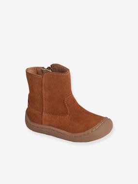 Boots in Soft Leather, Designed for Crawling, for Baby Girls  - vertbaudet enfant