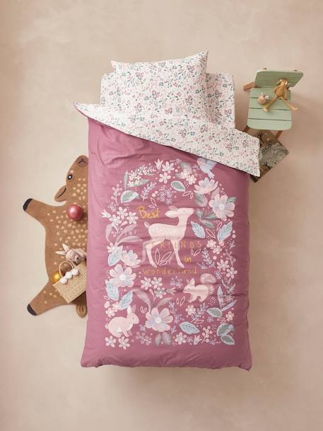 Parure housse de couette enfant et taie d'oreiller VICTORIA prune - vertbaudet enfant 