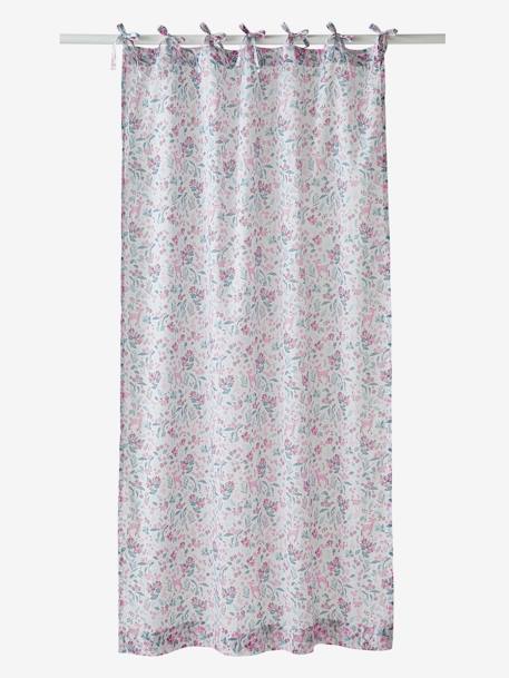 Rideau voilage à nouettes imprimé fleurs Victoria écru / multicolore - vertbaudet enfant 