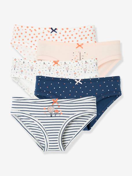 Pack of 5 Fancy Briefs for Girls White - vertbaudet enfant 