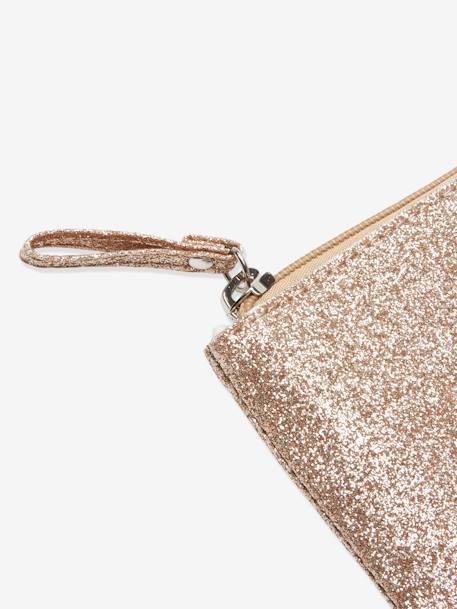 Pencil Case with Glitter & 'School is Cool' Heart, for Girls Gold - vertbaudet enfant 