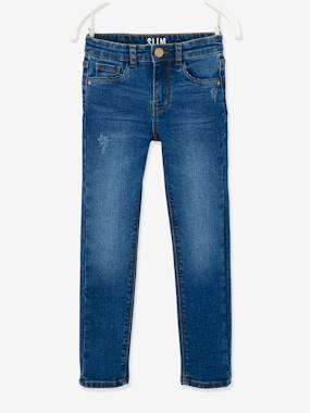 Fille-Jean slim MorphologiK "waterless" fille tour de hanches LARGE avec usures
