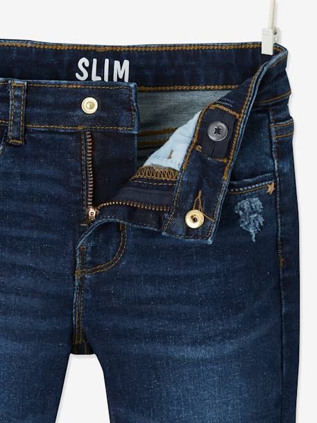 MorphologiK slim hip jeans with wear for girls Dark Blue - vertbaudet enfant 
