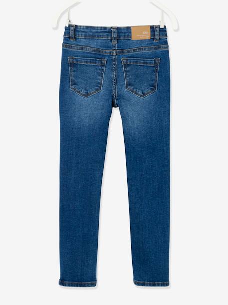 Jean slim MorphologiK fille tour de hanches LARGE avec usures BLEU FONCE DELAVE+denim black+DENIM GREY - vertbaudet enfant 