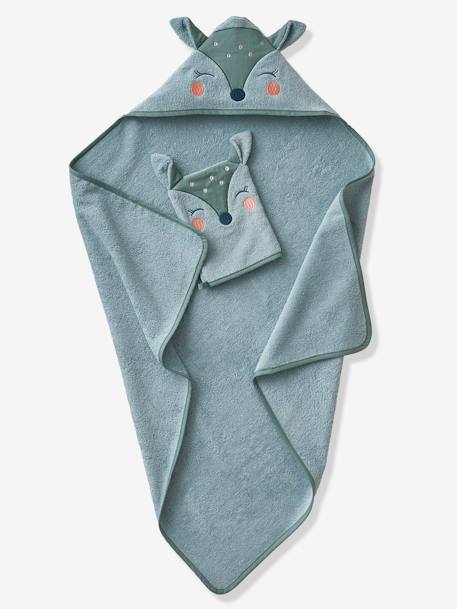 Cape de bain et gant de toilette Biche BLUSH+vert - vertbaudet enfant 