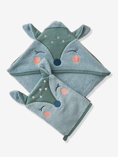 Cape de bain et gant de toilette Biche BLUSH+vert - vertbaudet enfant 