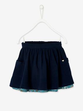 Reversible Skirt, Plain or with Floral Print, for Girls  - vertbaudet enfant