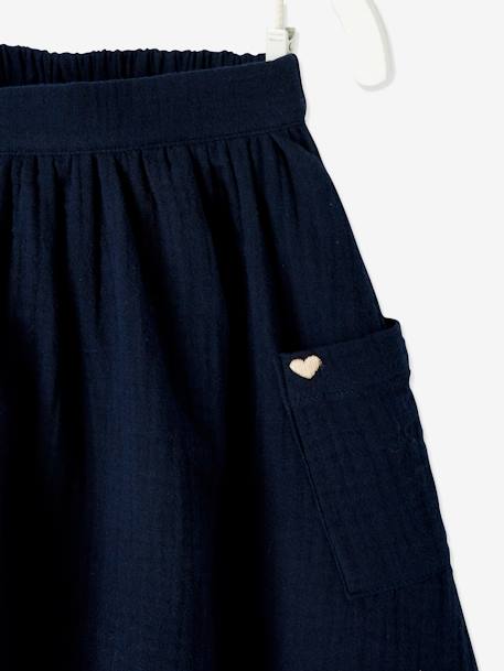 Reversible Skirt, Plain or with Floral Print, for Girls Blue+BLUE BRIGHT SOLID+BROWN DARK SOLID WITH DESIGN+Camel+ORANGE MEDIUM SOLID - vertbaudet enfant 