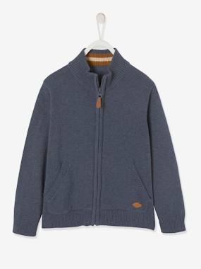 Boys-Cardigans, Jumpers & Sweatshirts-Cardigans-High Neck Jacket with Zip, for Boys