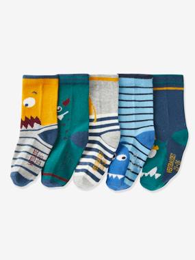 eco-friendly-fashion-Pack of 5 Pairs of "Monster" Socks for Boys