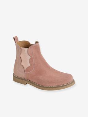 Leather Boots with Zip & Elastic for Girls  - vertbaudet enfant