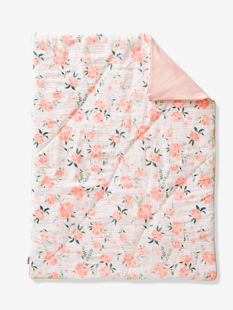 Jersey Knit/Cotton Gauze Throw for Baby, EAU DE ROSE Theme Light Pink - vertbaudet enfant 