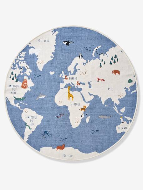 Round World Map Rug Blue - vertbaudet enfant 