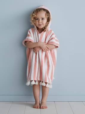 Baby-Bathrobes & bath capes-Striped Bathing Poncho for Babies