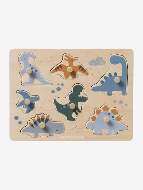 Puzzle bouton Dinosaures en bois FSC® multicolore - vertbaudet enfant 