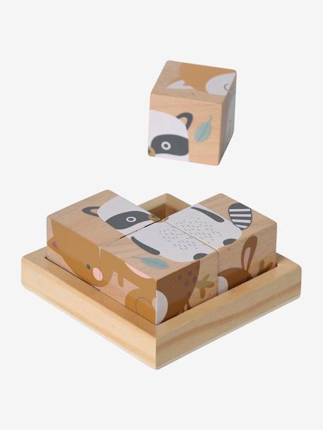 Puzzle 4 cubes Forêt Enchantée en bois FSC® multicolore - vertbaudet enfant 