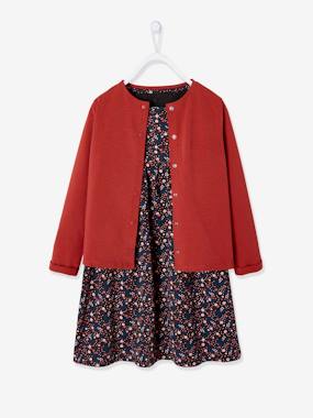 Girls-Outfits-Dress & Jacket Outfit with Floral Print for Girls