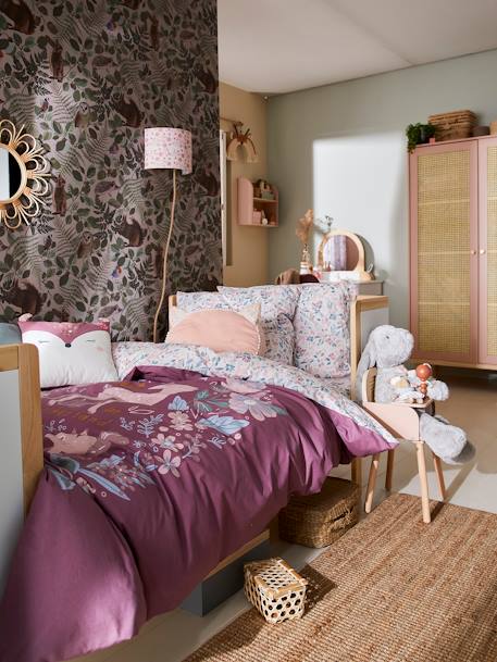 Parure housse de couette enfant et taie d'oreiller VICTORIA prune - vertbaudet enfant 