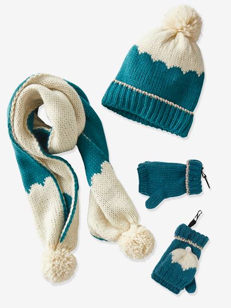 Bonnet hibou fille & écharpe laine (taille 4 ans/ 6 ans) - Un