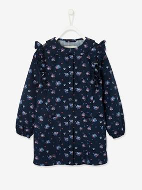 -Frilly Smock with Flowery Print for Girls