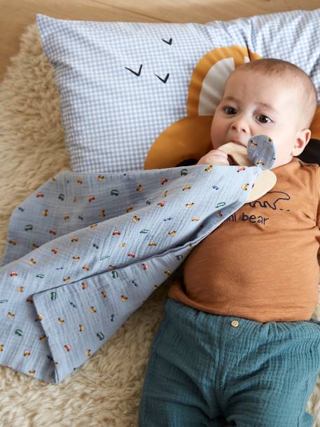Cotton Gauze Comforter + Wooden Rattle , Small Cars Multi - vertbaudet enfant 