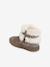 Furry Leather Boots for Baby Girls Beige - vertbaudet enfant 