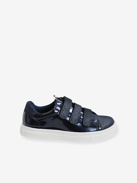 Trainers with Touch Fasteners, for Girls Dark Blue+ecru+WHITE MEDIUM ALL OVER PRINTED - vertbaudet enfant 