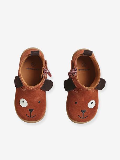 Leather Boots for Baby Boys, Designed for First Steps Brown - vertbaudet enfant 