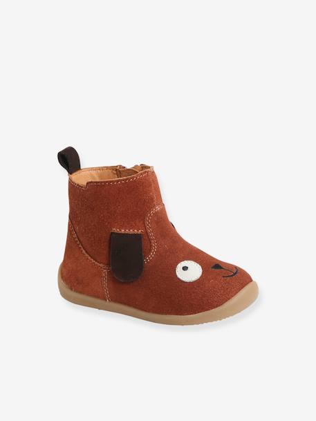 Leather Boots for Baby Boys, Designed for First Steps Brown - vertbaudet enfant 