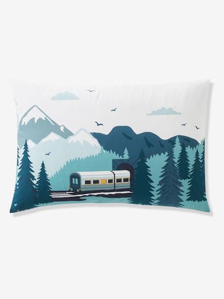 Parure housse de couette enfant et taie d'oreiller SUR LES RAILS vert - vertbaudet enfant 