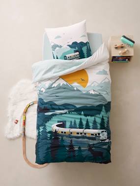 Bedding & Decor-Child's Bedding-Children's Duvet Cover + Pillowcase Set, Sur les Rails