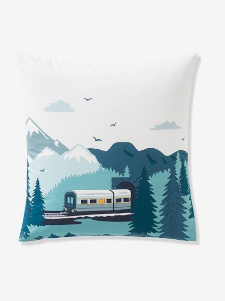 Parure housse de couette enfant et taie d'oreiller SUR LES RAILS vert - vertbaudet enfant 
