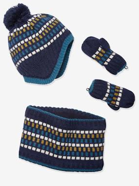 Beanie + Snood + Gloves Set for Boys, Oeko Tex®  - vertbaudet enfant