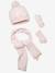 Oeko Tex® Beanie + Scarf + Gloves Set for Girls Light Pink/Print - vertbaudet enfant 