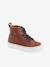 High Top Leather Trainers with Laces & Zip, for Boys Dark Brown - vertbaudet enfant 