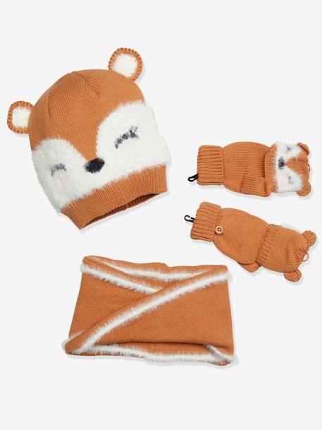 Oeko Tex® Bear Beanie + Snood + Fingerless Gloves Set for Girls Multi - vertbaudet enfant 